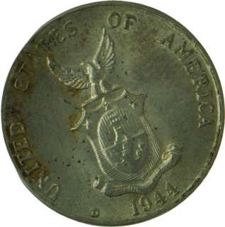 1944 D   UNC   US Colony Philippines 10 Centavos Cents Silver Dime 