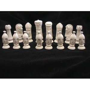  Ceramic bisque unpainted 32 pcs. chess set (no board 