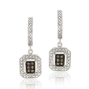   8ct TDW Champagne Diamond Rectangle Dangle Hoop Earrings Jewelry