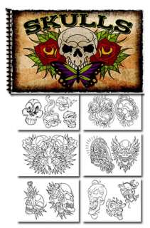 Tattoo Supplies reference book flash Skulls Cross Bones  