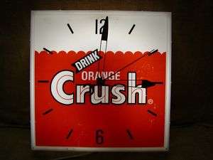 RARE Vintage Lighted Orange Crush Clock  Antique Sign  