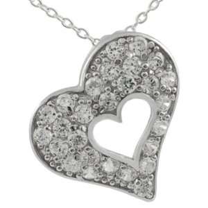    Tressa Sterling Silver Chunky Heart Paved CZ Pendant Jewelry