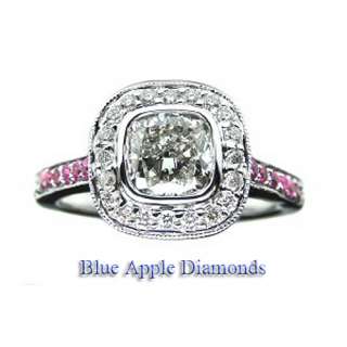 00 Carat Stylish Cushion Cut Diamond & Sapphire Engagement Ring in 