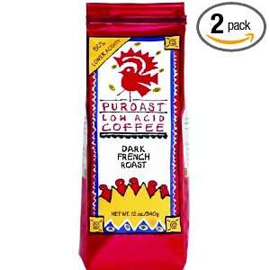  Low Acid Coffee Dark French Roast Whole Bean, 12 oz Bags (Pack of 2 