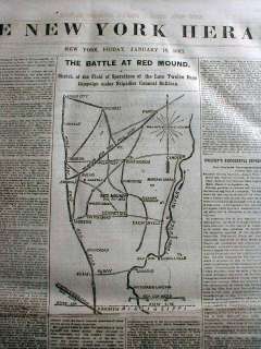1863 Civil War newspaper w Map 1st BATTLE of the VICKSBURG CAMPAIGN 