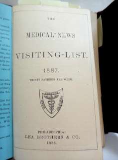 1887 antique LEATHER DOCTOR LIST WALLET +JOURNAL quack medicine 