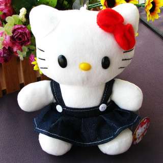 Hello kitty dress grid skirt soft fill doll toy KT D09L  