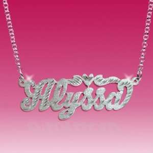 Personalized Sterling Silver Diamond Cut Name Necklace with Top Tale 