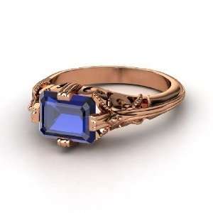    Acadia Ring, Emerald Cut Sapphire 14K Rose Gold Ring Jewelry