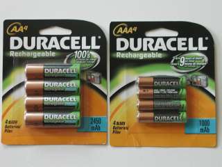 Duracell Rechargeable Batteries 4 AA 2450 mAh + 4 AAA 1000 mAh combo 