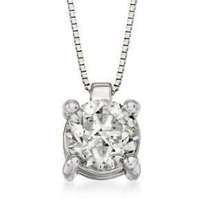   Diamond Solitaire Pendant Necklace In 18kt White Gold. 17 Jewelry
