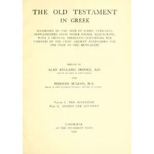   Authorities For The Text Of The Septuagint Alan England Brooke Books