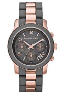Michael Kors Silicone Runway Rose Gold Chronograph Watch  
