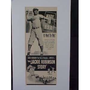 Jackie Robinson Story Brooklyn Dodgers 1950 Movie Ad #1 Advertisement 