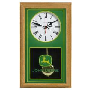  John Deere Oak Wall Clock with Pendulum   LP31767