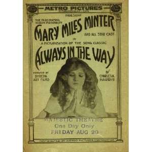  Always in the Way Poster 27x40 Mary Miles Minter Ethelmary 