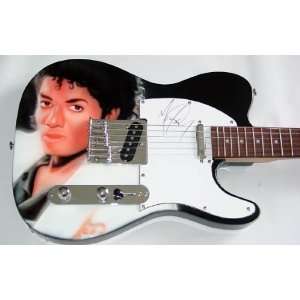 Michael Jackson Autographed Custom Airbrush Guitar UACC RD