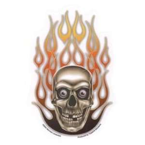 Michael Landefeld   Flaming Bronzed Skull on Fire   Sticker / Decal