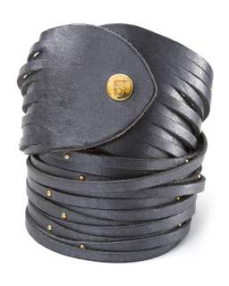Linea Pelle Double Leather Wrap Bracelet with Studs   Bracelets 
