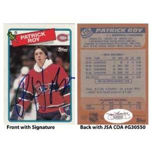 Patrick Roy Signed 1987 88 Topps #116 Montreal Canadiens Trading Card 