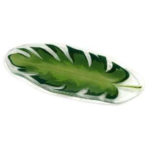  Peggy Karr 15 Inch Glass Organic Leaf Philodendron Plate 