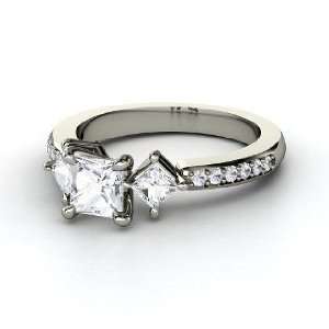  Caroline Ring, Princess White Sapphire 14K White Gold Ring 