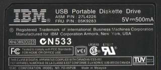 Portable External USB Floppy A Disc Drive Laptop IBM  