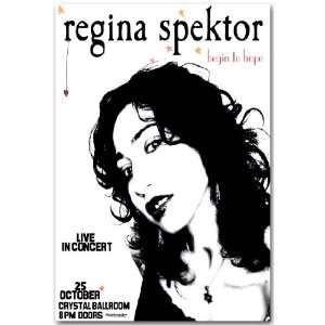 Regina Spektor Poster   Concert Flyer   Begin To Hope Tour 