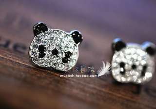 Lovely Cute Panda Crystal CZs Fashion Earrings Z487  