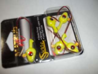 MATZUO SICKLE JIG HEADS WITH RED HOOK 5 PACK CHARTREUSE  