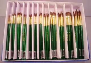 LOT OF 144 SOFT NATURAL HAIR ROUND & FLAT PAINT BRUSHES  