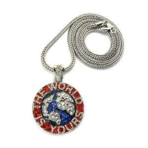 SOULJA BOY World is Yours Pendant w/ Franco Chain Silver/Red SM GAP19