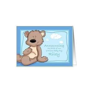 Riley   Teddy Bear Birth Announcement Card