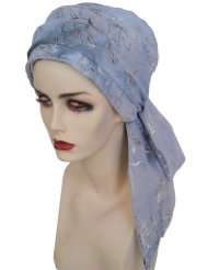 Turban Plus Long Tail Head Wrap Silver Floral