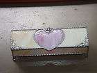 HANDMADE VICTORIAN HEART WITH CUPID STAINED GLASS JEWELRY BOX
