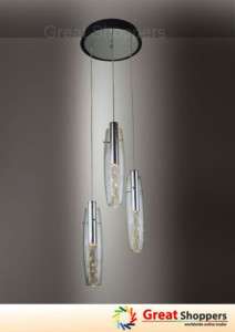 New Modern Glass Shade w/ Crystal Ceiling Light Pendant Lamp Fixture 