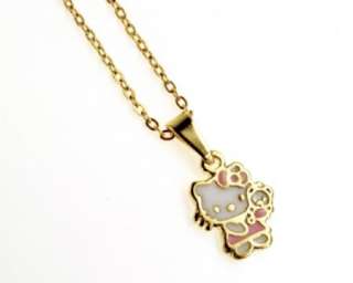 Set Gold 18k GF Bracelet Earrings Necklace Pink Teddy Bear Hello Kitty 