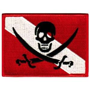   Iron On Scuba Diving Skull Pirate Emblem Souvenir