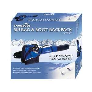 Transpack Alpine 2 Piece Adult Ski Bag & Boot Backpack Set Blue 