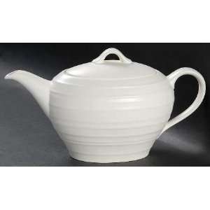   Swirl White Tea Pot & Lid, Fine China Dinnerware