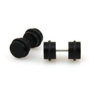  Pair of Black Acrylic Fake Ear Plugs Jewelry