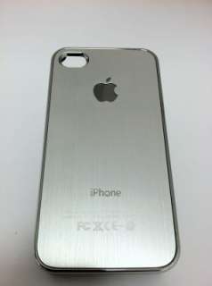 NEW For iPhone 4 4S Aluminum Back Plate Cover Chrome Sides w Apple 
