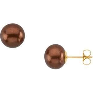  Freshwater Cultured Chocolate Pearl Earrings, 9MM   9.5 MM 