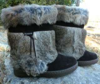   Rabbit FUR Winter Sheepskin Mukluk Boots Chocolate 795240168138  