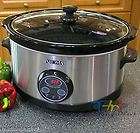 AROMA 6.5Qt Digital Stainless Steel Oval Slow Cooker
