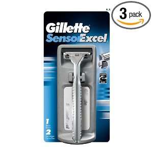  Gillette SensorExcel Razor With 2 Cartridges, (Pack of 3 