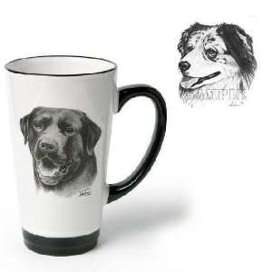  Porcelain Funnel Cup with Australian Shepherd (Black and 