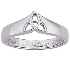   Plated Sterling Celtic Trinity Knot Engraved Ring, Size 6 Jewelry
