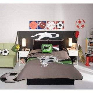  Gray Soccer Balls Comforter Bedding Sheet Set Full 