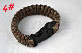 Survival Camping Paracord Cord Bracelets Whistle Buckle  